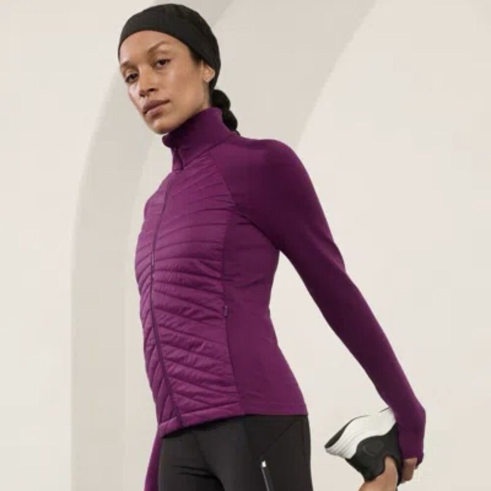 Athleta Flurry Force Insulated Primaloft Jacket Plum Purple Running Activewear
